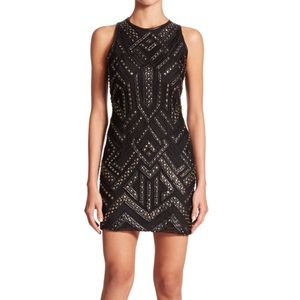 Parker Black Rodan Studded Dress with Leather Trim
